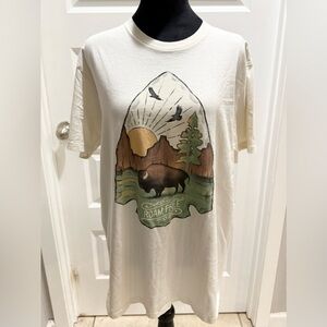 Cream Graphic T-Shirt with Nature Design